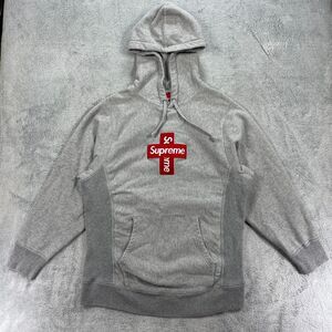 Supreme Cross Box Logo Hoodie Mens Large Heather Gray Sweatshirt
